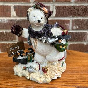Vintage Christmas Collection by Lincoln Shire Polar Bear with penguins Figurine